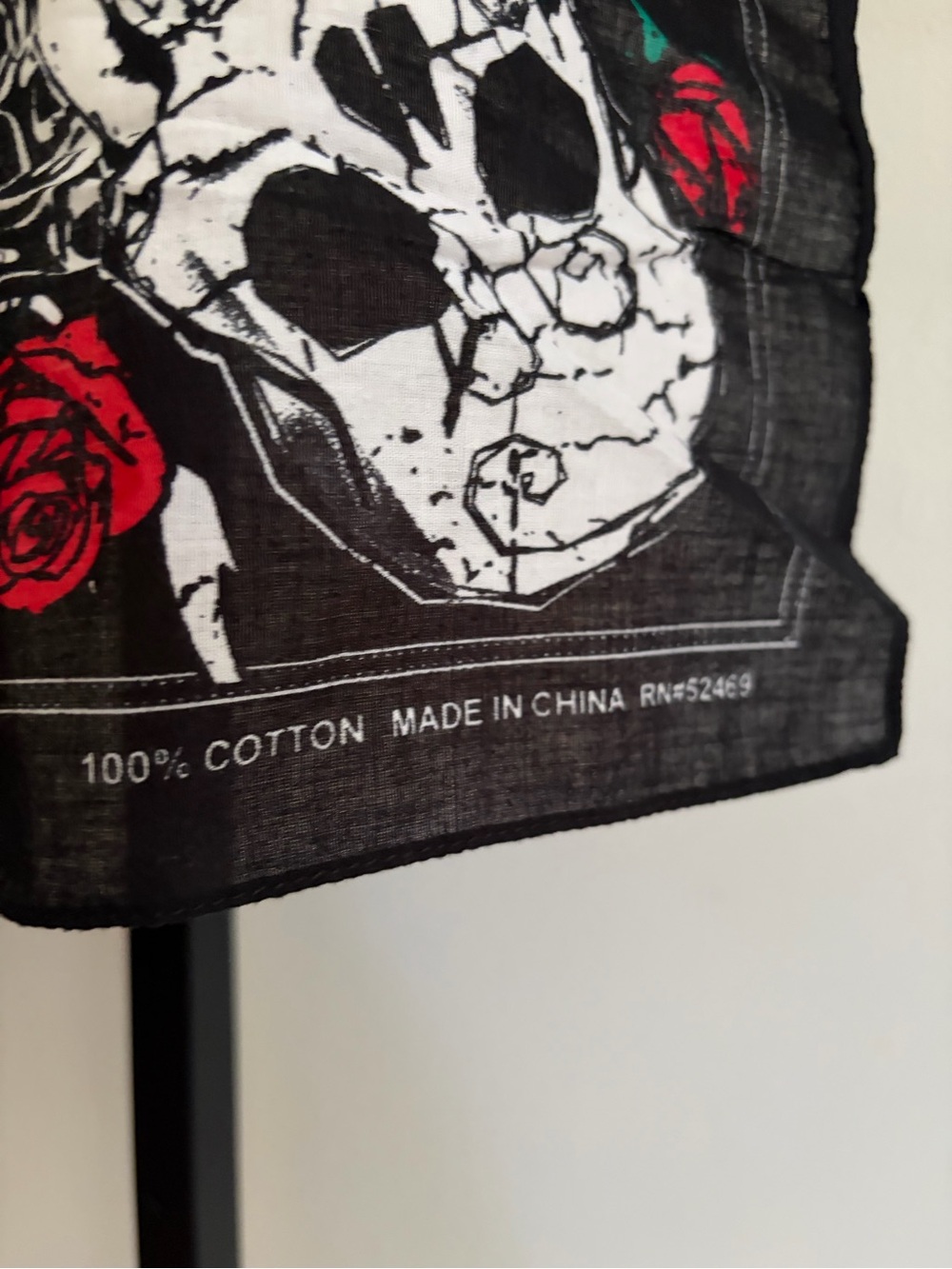 Skull & Rose Sheer Scarf - Black, Red, White - Picture 2 of 2